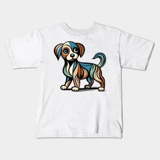 Pop art dog illustration. cubism illustration of a dog Kids T-Shirt